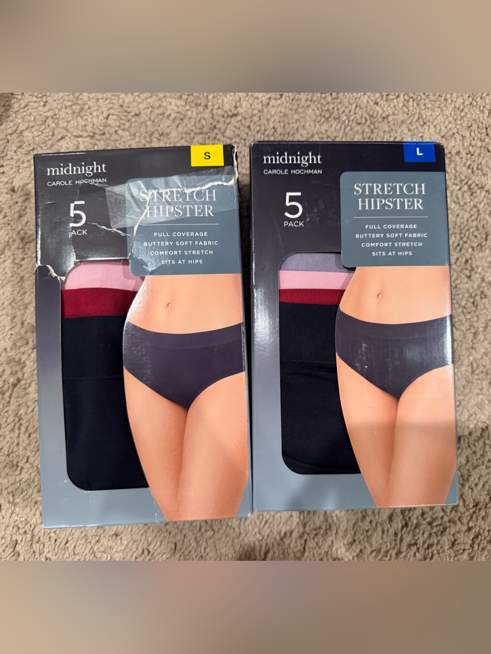 “New” Midnight Carole Hochman Stretch Hipster 5-Pack sizeS,L